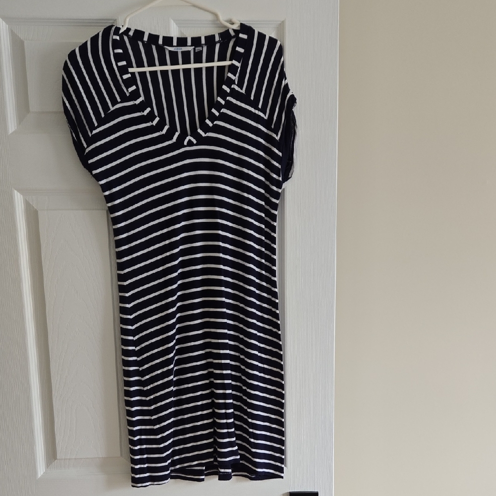 La Vie En Rose Navy and White Striped Swim Cover Up